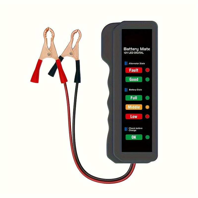 Mini Digital Car Battery and Alternator Savior - 12V Instant Read Tester with 6LED Display - Portable, Comprehensive Car and Motorcycle Diagnostics