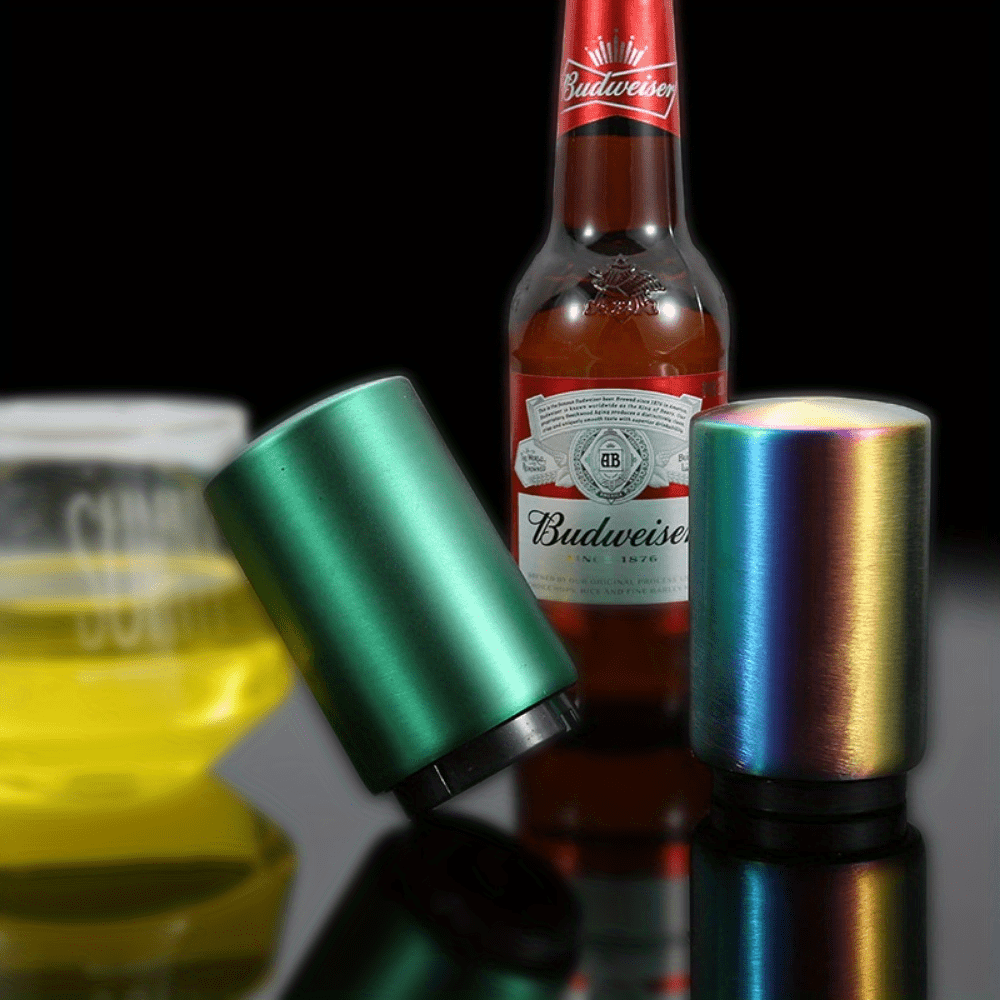 Stainless Steel Automatic Press Bottle Opener - Easy Soda Bottle Cap Remover with Magnet - Easy to Use Kitchen Gadget for Restaurants, Bars and Home Use, Ideal Eid Al Adha Gift