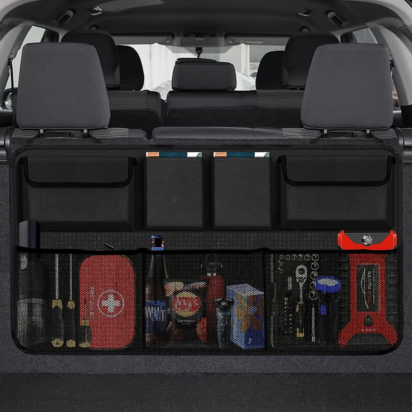 Spacious Oxford Cloth Car Trunk Storage Bag - Durable hanging bag for organized car storage - easy access and visibility