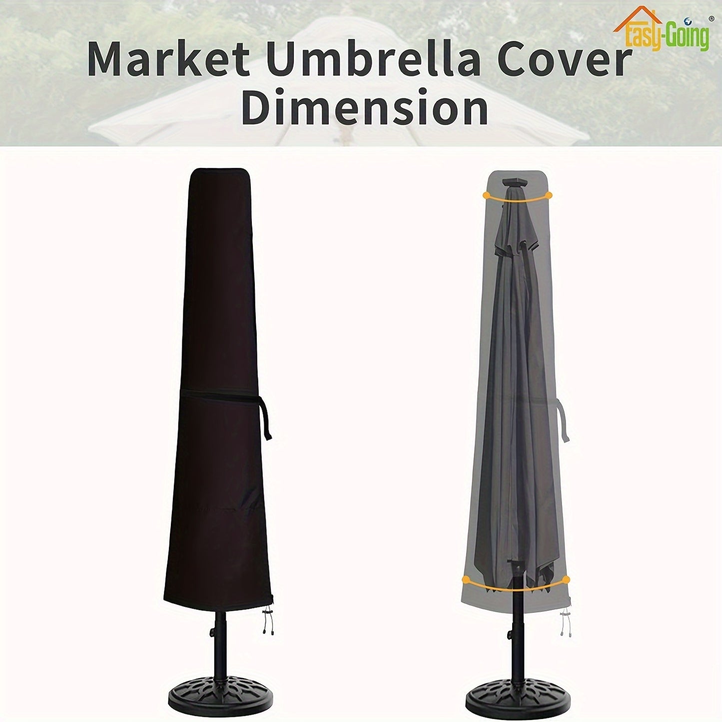 1pcWaterproof Umbrella Cover - 210D Oxford Cloth, UV Protection, Dustproof, Fits 84-125 Inch Market Umbrellas
