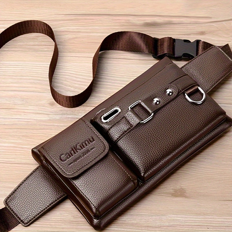 Men's waist bag, new large-capacity multifunctional messenger bag (puller direction random)