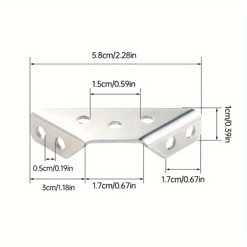 32-Piece Stainless Steel Corner Bracket Set - Durable, easy-to-install metal brackets for wood and metal furniture frames
