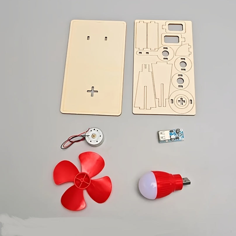 1 Wind Power Model - Steam Experiment Kit with fan blades, current and glowing bulb for fun physics experiments