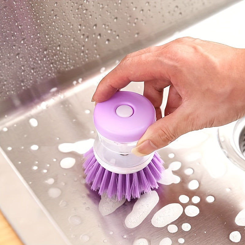 1pcs, Kitchen Pot Cleaning Brush, Home Dishwashing Brush, Press Soap Liquid Brush Portable Small Kitchen Pot Pan