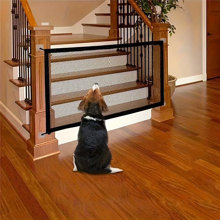 1.8m Easy-Install Pet Safety Gate for Dogs & Cats - Nylon Mesh Barrier for Rooms and Stairs, Versatile Use
