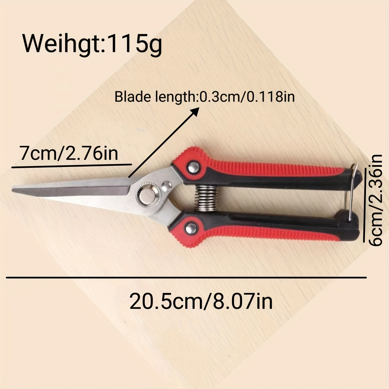 1-Pack Stainless Steel Gardening Pruners, Manual Pruning Shears, Garden Scissors for Quick Pruning of Plants, Vegetables, Bonsai, Flowers, Garden Supplies