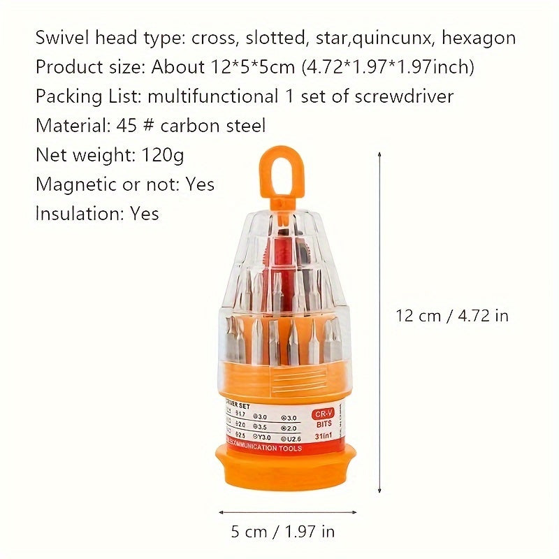 31 in 1 Precision Magnetic Screwdriver Set, Multi-function Hand Screw Tool