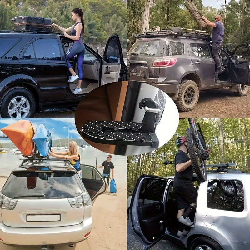 1 Piece Foldable Door Roof Rack - Quick Folding Design With Safety Grip And Emergency Glass Breaker - Universal Fit For Cars, Suvs, Trucks