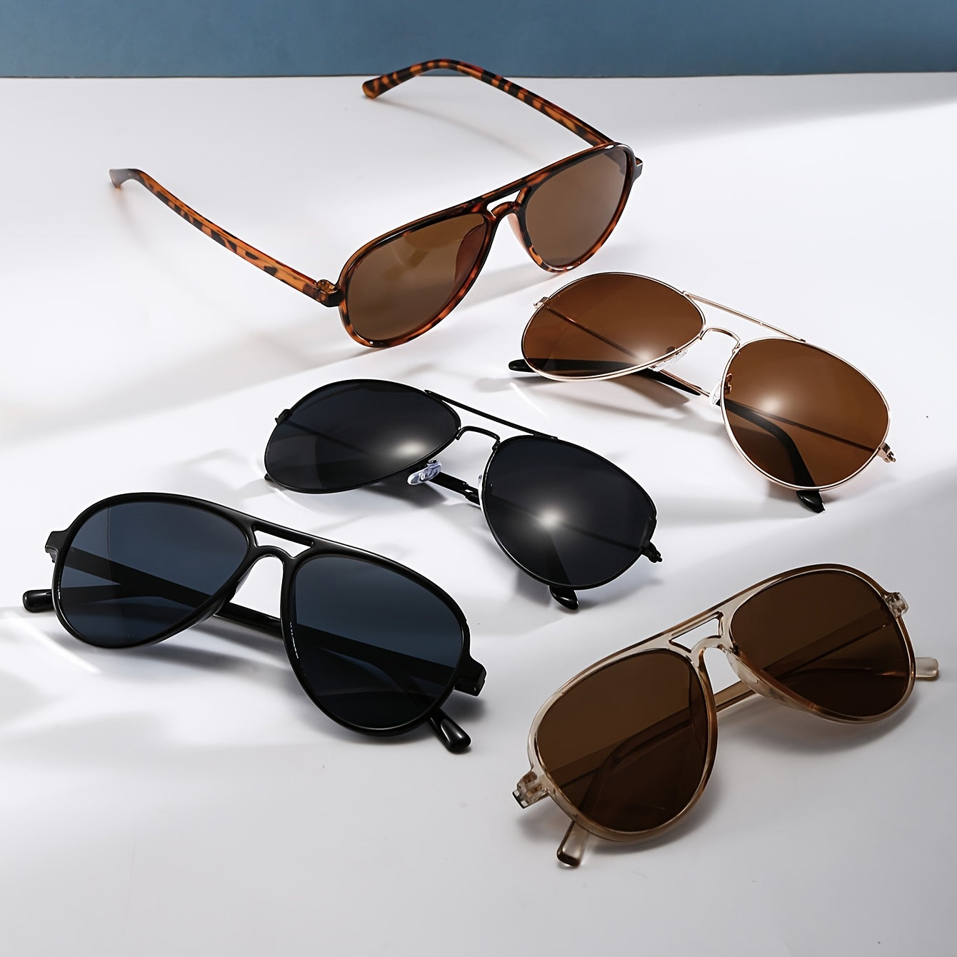 5 pieces of classic metal frame glasses with PC lenses, suitable for hiking and casual style decorative glasses for men and women