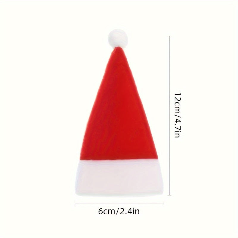 10-Piece Red Mini Santa Hat Cutlery Holder - Great for Holiday Table Decorations, Wine Bottle Caps and Kitchen Accessories