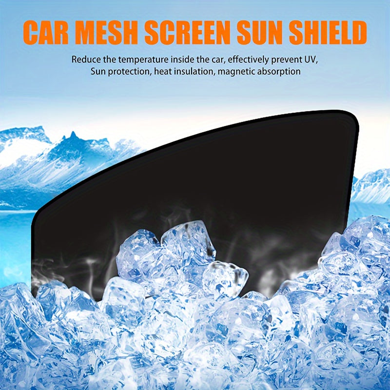 4-Piece Magnetic Car Sun Visor Set - Thick Mesh Side Window Visors, Heat Insulation, UV Protection, Fits Most Vehicles