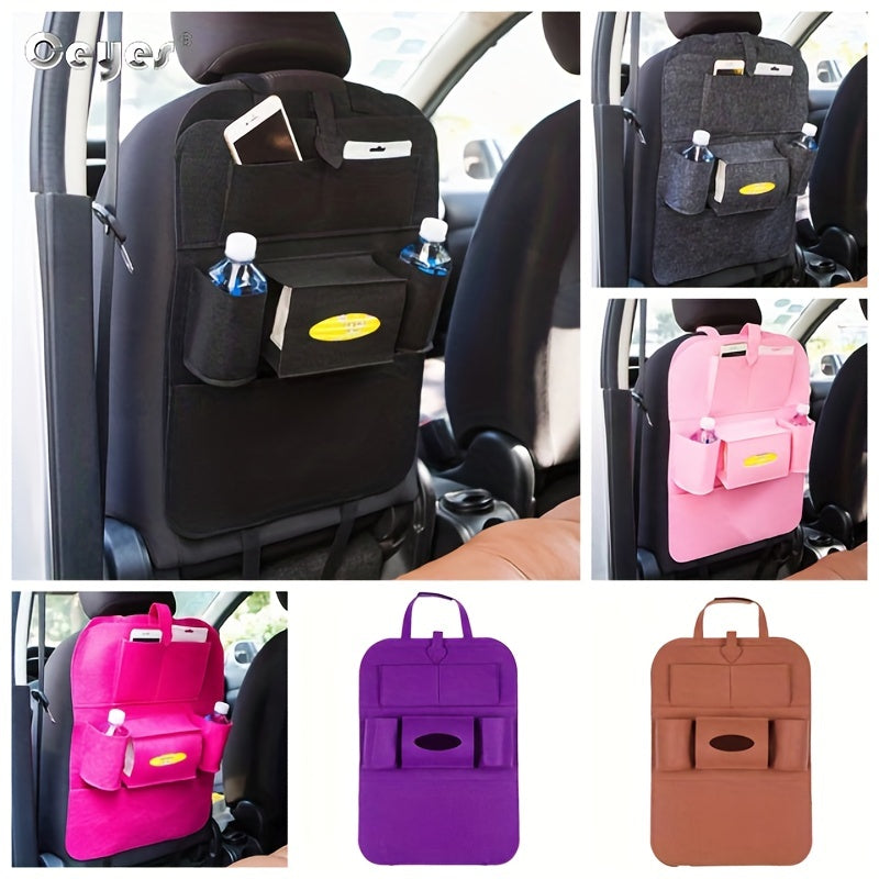 Portable Felt Car Seat Back Multi-Pocket Organizer - Spacious storage space for travel essentials, durable structure, easy installation - Perfect for road trips, family outings and daily commutes