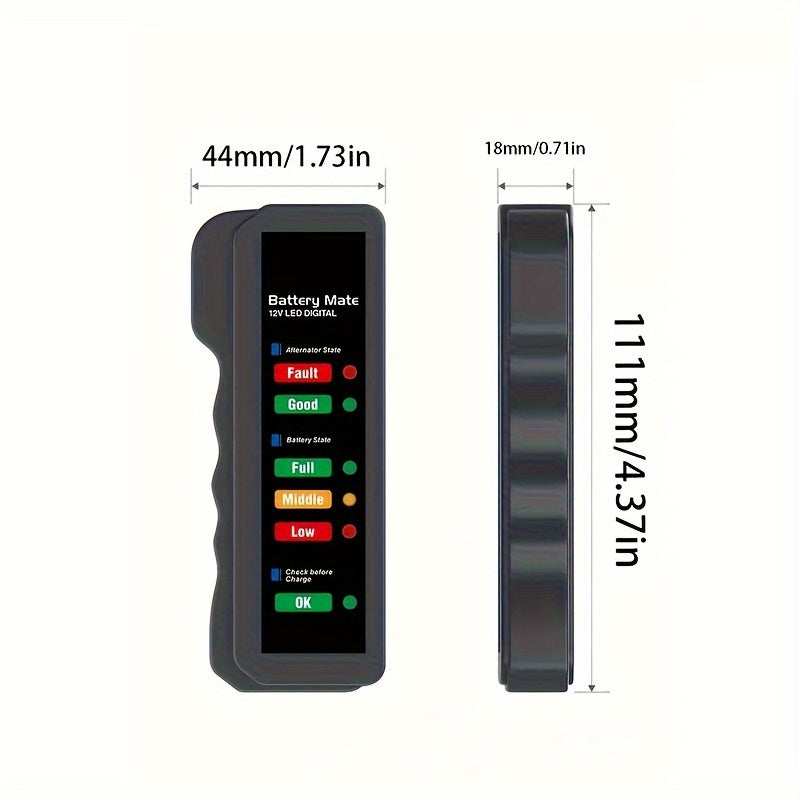 Mini Digital Car Battery and Alternator Savior - 12V Instant Read Tester with 6LED Display - Portable, Comprehensive Car and Motorcycle Diagnostics