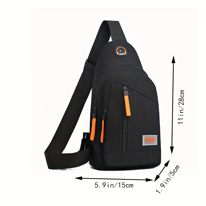 Stylish black Oxford canvas crossbody bag with adjustable shoulder strap and zip closure - perfect for casual outings