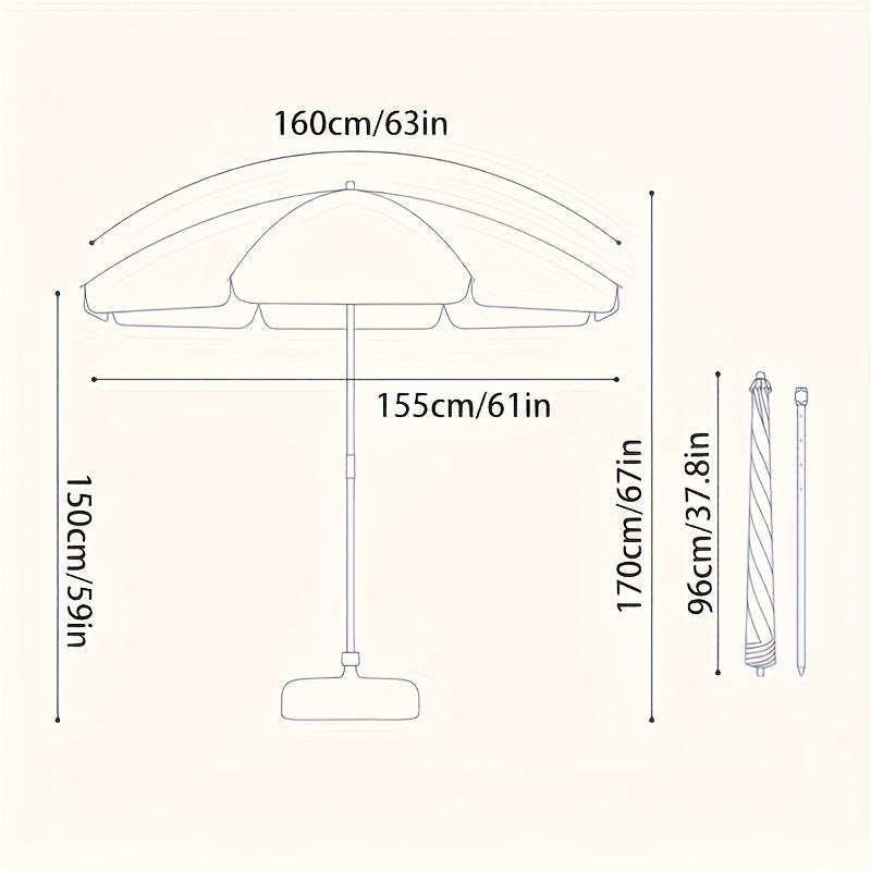 Modern Waterproof Outdoor Awning - Portable Round Patio Umbrella with UV Protection, Easy to Clean Vinyl Coating, Can be Used in Garden, Beach and Camping, No Power Required