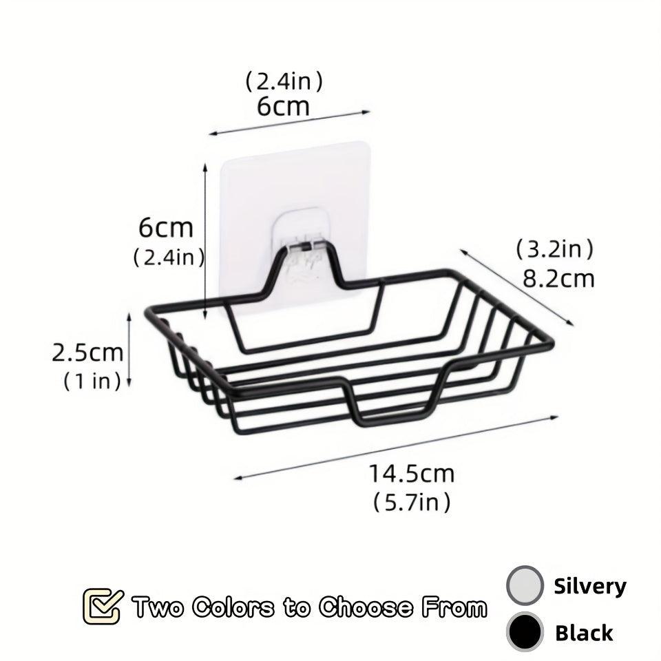 1pcStainless Steel Wall Mounted Soap Dish - Rust-Proof, Drainable Bathroom and Kitchen Accessories Storage Rack