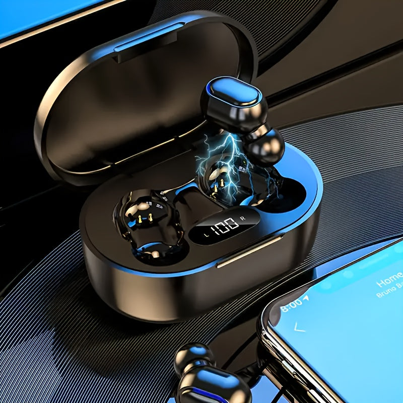 1 pc E7S TWS Wireless Earbuds with LED Display, In-Ear Gaming Headphones, Voice Call Noise Cancellation, App Control, Volume Control, USB Charging, Anti-Tangle Cable, for iPhone/Xiaomi - Adults