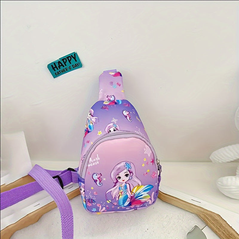 1pcs Girls Mermaid Cartoon Chest Bag, Small Nylon Chest Bag, Ideal for Gifts