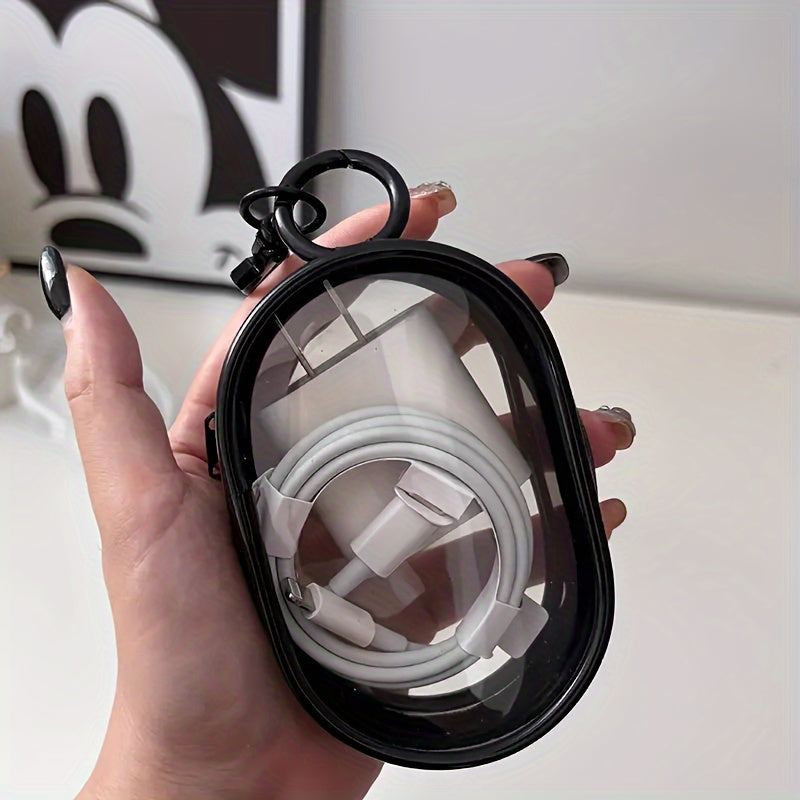 1pc Portable PVC Cable Organizer Box, Casual Style Transparent Charger Storage Box for Earphones and Data Cables