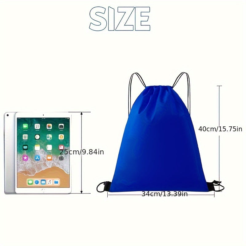 1pc Multicolor Drawstring Duffel Bag, Oxford Cloth Sports Backpack, Marathon Running Bag, Soccer Equipment Bag, Waterproof, High School, Machine Washable, Knit Fabric, Nylon, Polyester, Soft Shell