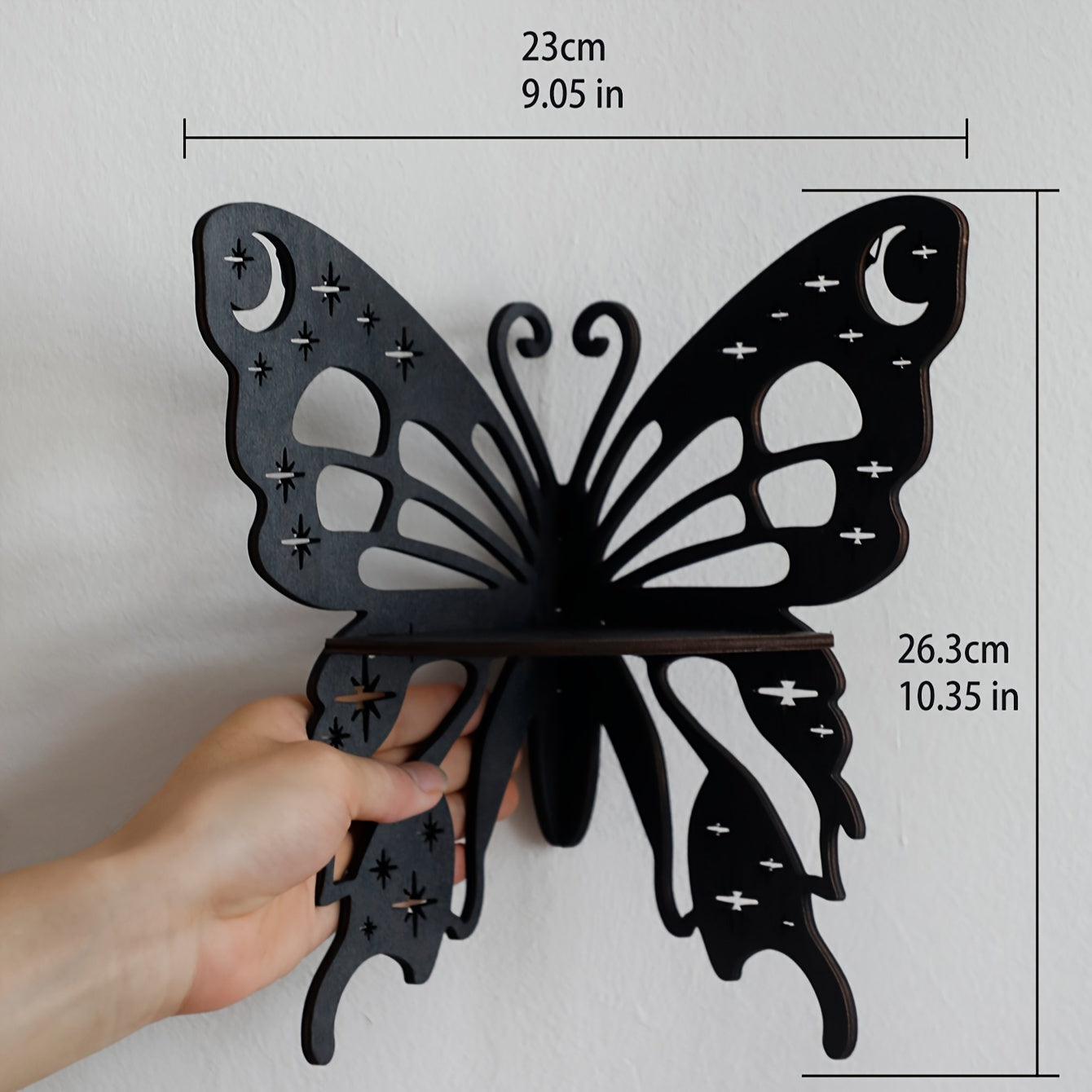 1pc, Creative Simple Wall Display Rack (Nail Not Included), Rustic Style Wooden Butterfly and Lotus Wall Decor Pendant, DIY Assembled Wooden Storage Rack