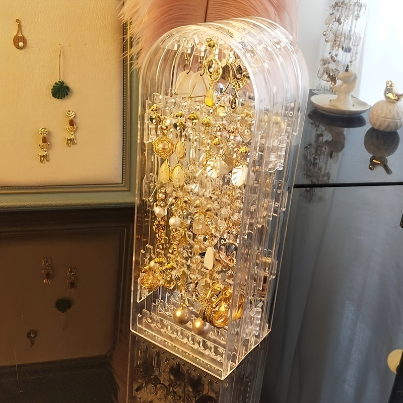 1pcs Foldable Jewelry Display Stand Double Door Jewelry Display Stand Creative Screen Jewelry Rack for Plastic Earrings and Necklace Storage Rack