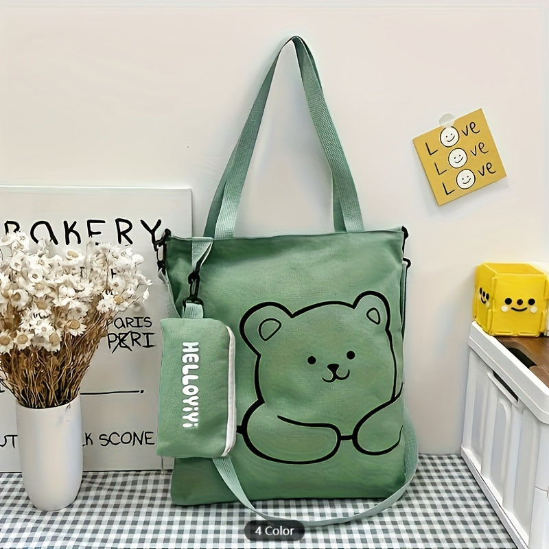 1PC cute cartoon printed handbag, large capacity shoulder bag and coin purse, perfect underarm bag for commuting