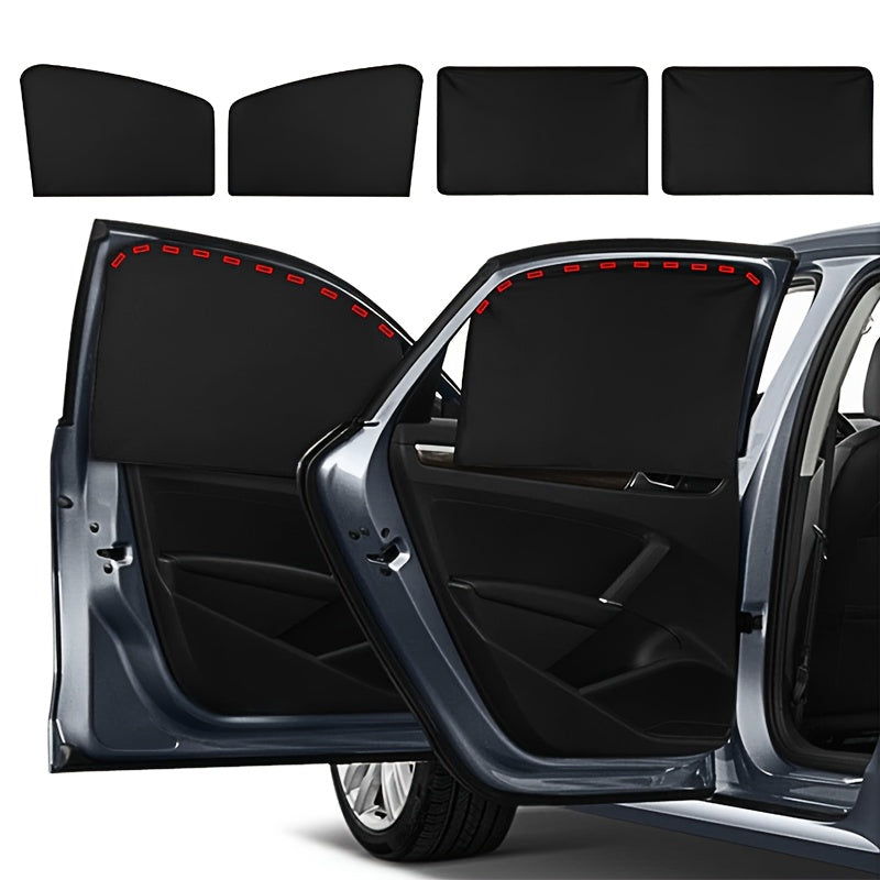 4-Piece Magnetic Car Sun Visor Set - Thick Mesh Side Window Visors, Heat Insulation, UV Protection, Fits Most Vehicles