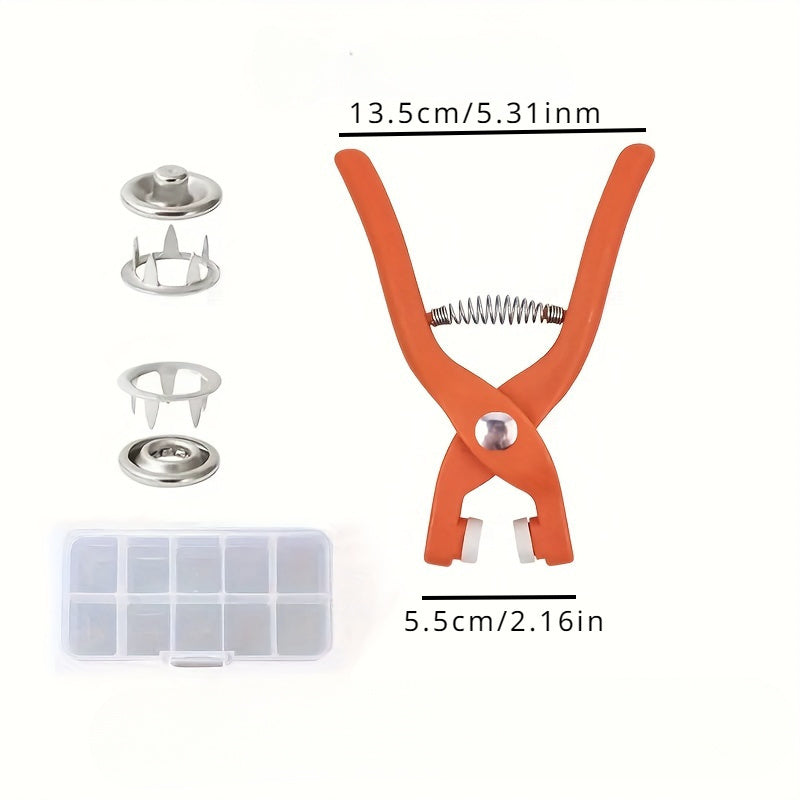 50 Sets, Snap Button Kit with Hand Pressure Pliers & 50pcs Snaps & 1 Clear Box, Stainless Steel Snaps for Sewing, DIY Crafts, Clothes, Hats, Bags - Industrial Sewing Supplies