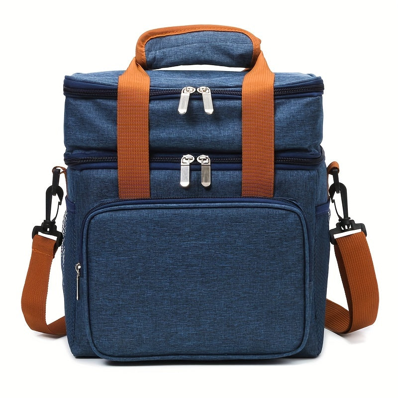 Insulated Lunch Cooler Bag - Double Layer Outdoor Insulated Cooler Bag, Universal, Regular Waterproof Oxford Cloth, Perfect for Halloween, New Year, Grandparents Day - Black