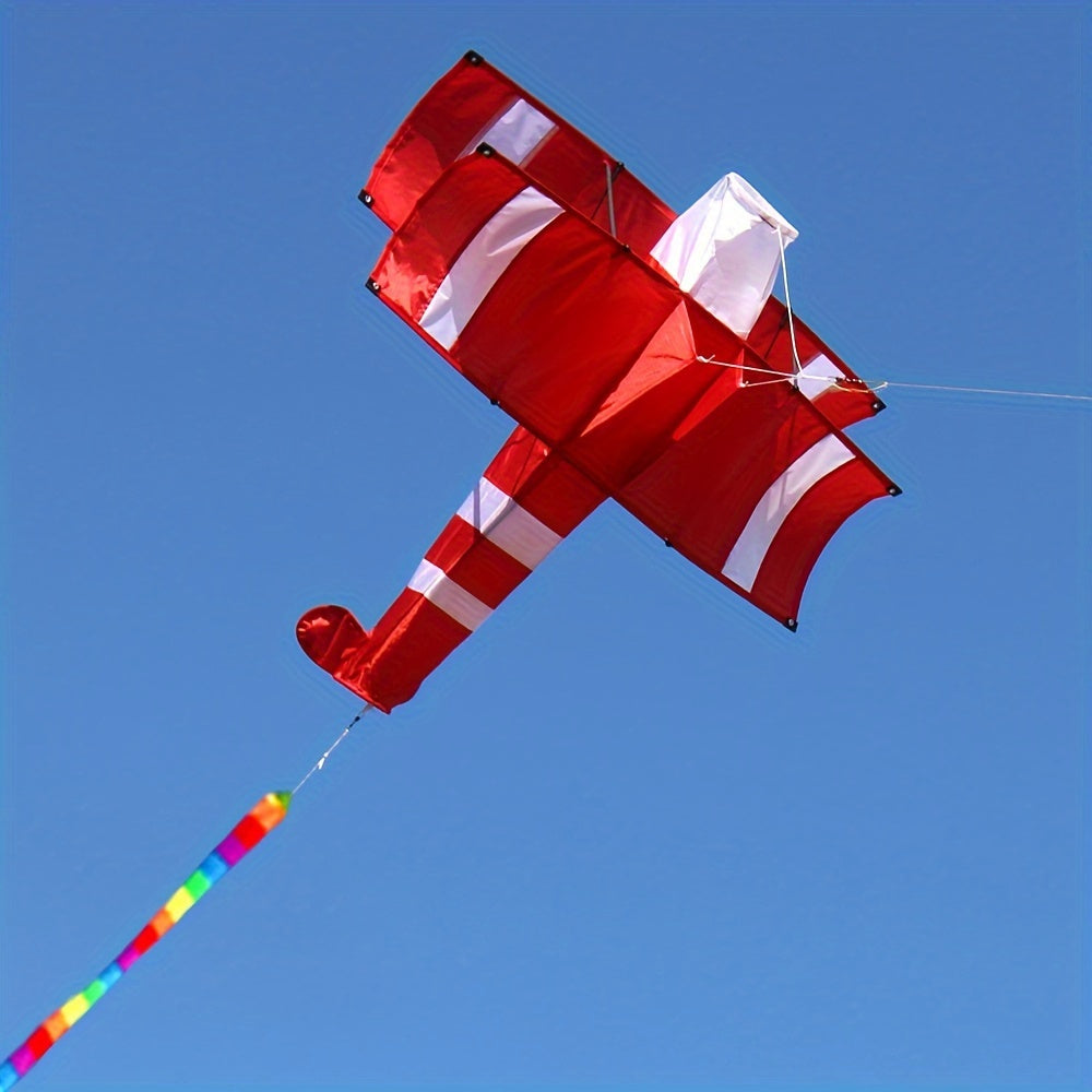 Innovative 3D Bi-plane Kite - Breathtaking Stereo Sound, Realistic Airplane Design with 100m Control Line - Fun-Filled Outdoor Entertainment for All Ages