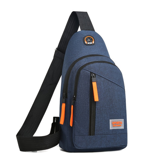 Stylish black Oxford canvas crossbody bag with adjustable shoulder strap and zip closure - perfect for casual outings