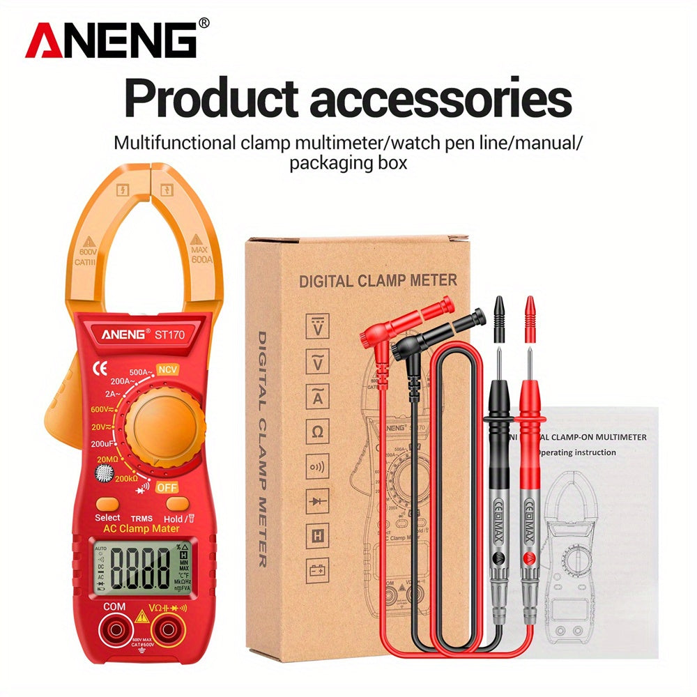 ANENG ST170 Non-contact Clamp Meter 1999 Counts LED Screen AC Current Multimeter NCV Induction Professional Tool