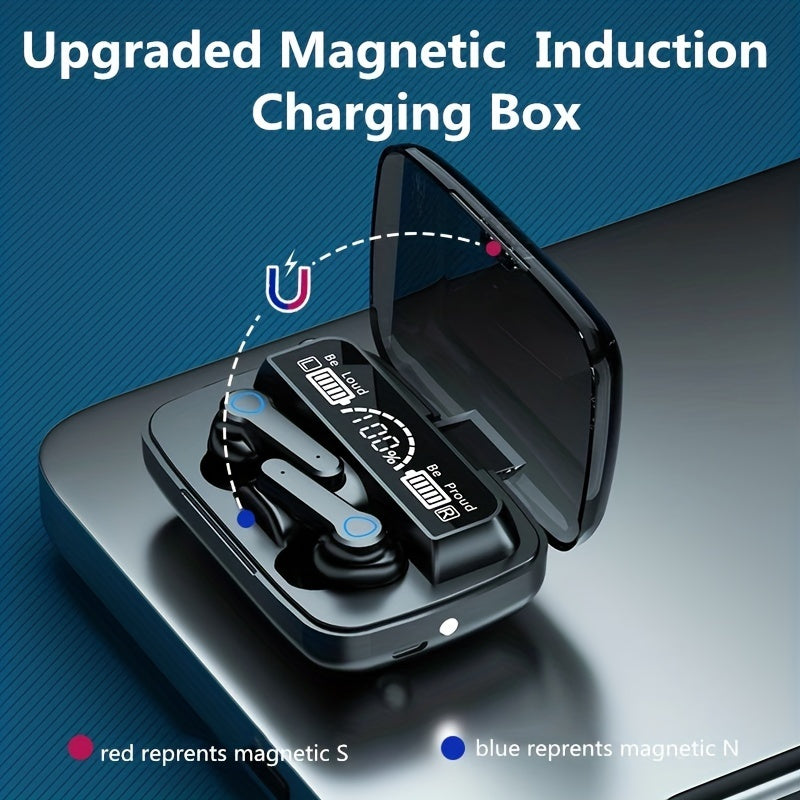 Wireless earbuds, sports earphones with emergency charger box, LED power display, built-in microphone, HIFI sound quality, portable charging box for mobile phone