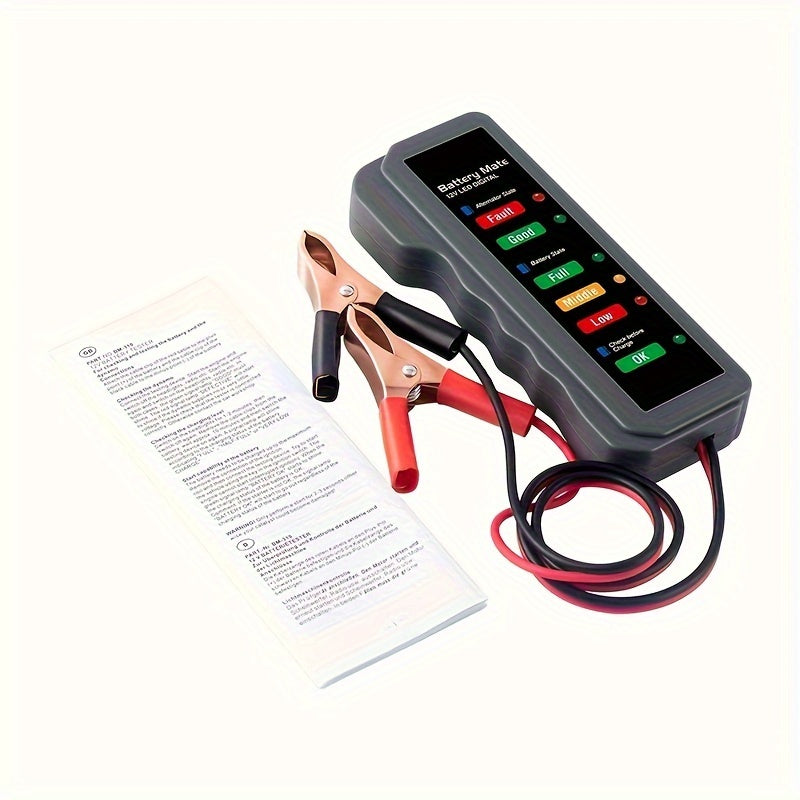 Mini Digital Car Battery and Alternator Savior - 12V Instant Read Tester with 6LED Display - Portable, Comprehensive Car and Motorcycle Diagnostics