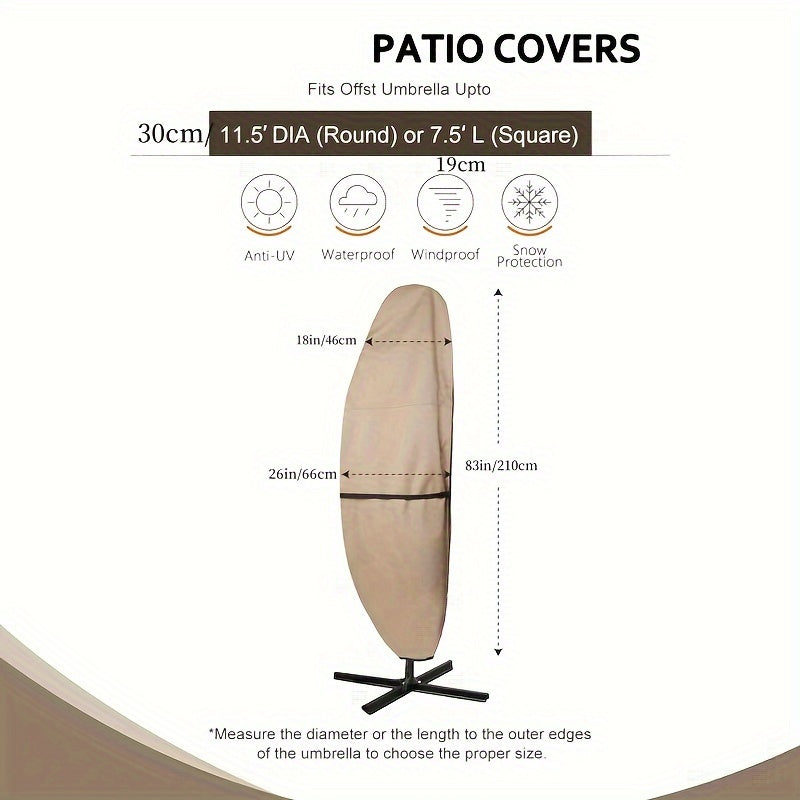 Waterproof 400D Polyester Patio Umbrella Cover with Zipper - Fits 90-120 Inch Cantilever and Market Umbrellas, Outdoor Furniture Protection