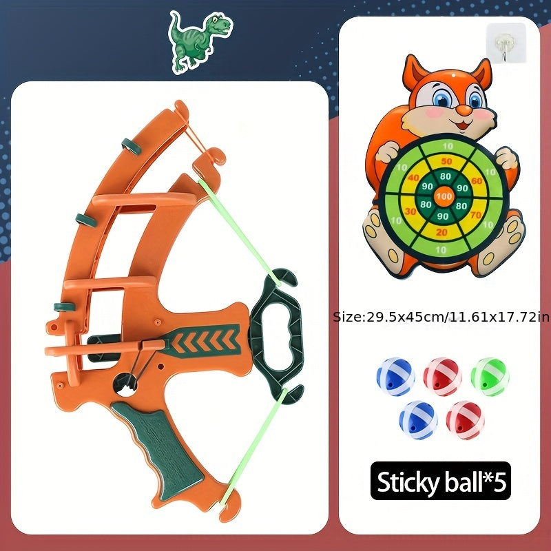 Dinosaur ball gun Squirrel sticky ball toy Hang on the wall Bow and arrow throwing disc Sticky ball toy
