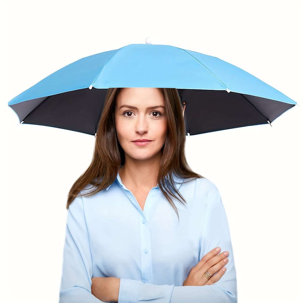 Foldable large umbrella hat, UV protection unisex outdoor rain hat, essential for sun protection and fishing, waterproof canopy, durable design