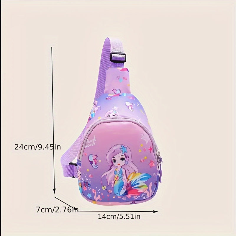 1pcs Girls Mermaid Cartoon Chest Bag, Small Nylon Chest Bag, Ideal for Gifts