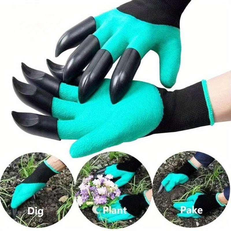 Waterproof Garden Gloves with Claws for Digging & Planting - 1 Pair, Puncture Resistant Latex Gardening Gloves, Lead-Free & Alcohol-Free Material, Hand Washable Outdoor Protective Gear for Flower and Vegetable Gardening