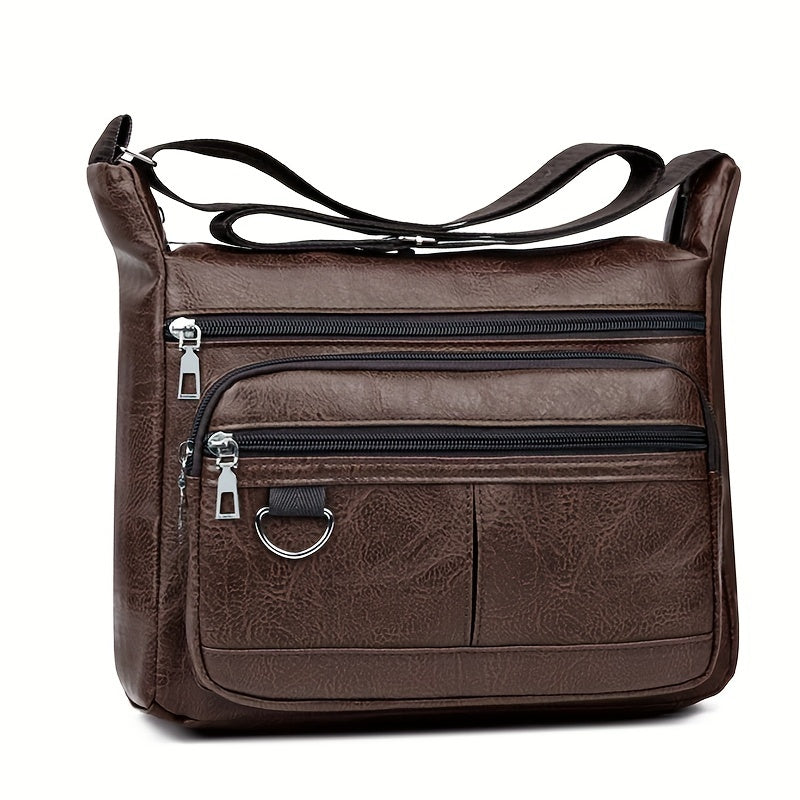 Fashion Men's Chest Bag - Casual Faux Leather Crossbody Bag with Adjustable Shoulder Strap, Large Capacity, Suitable for Daily Commuting and Outdoor Activities