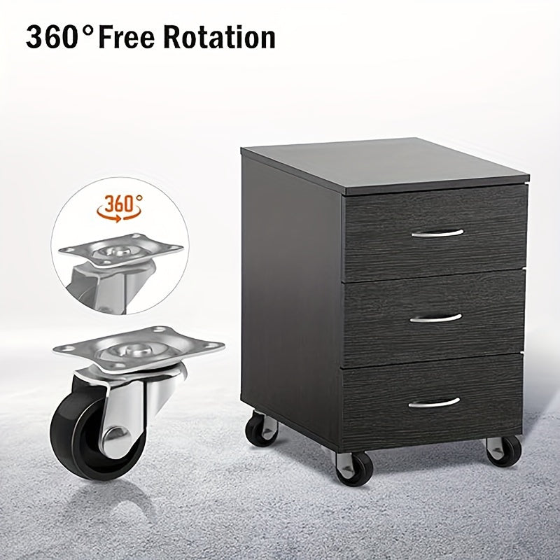 4-Piece Heavy Duty Mini Casters - Rigid Non-Swivel PP Plastic Rollers with Metal Top Plate for Furniture, Cabinets and Small Appliances
