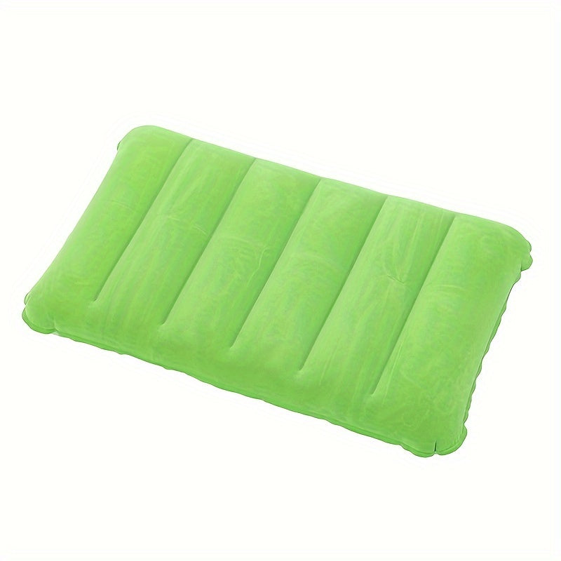 Compact portable inflatable pillow 18.75x11.75 inches - soft, foldable design for travel and home use, easy to inflate, snap closure