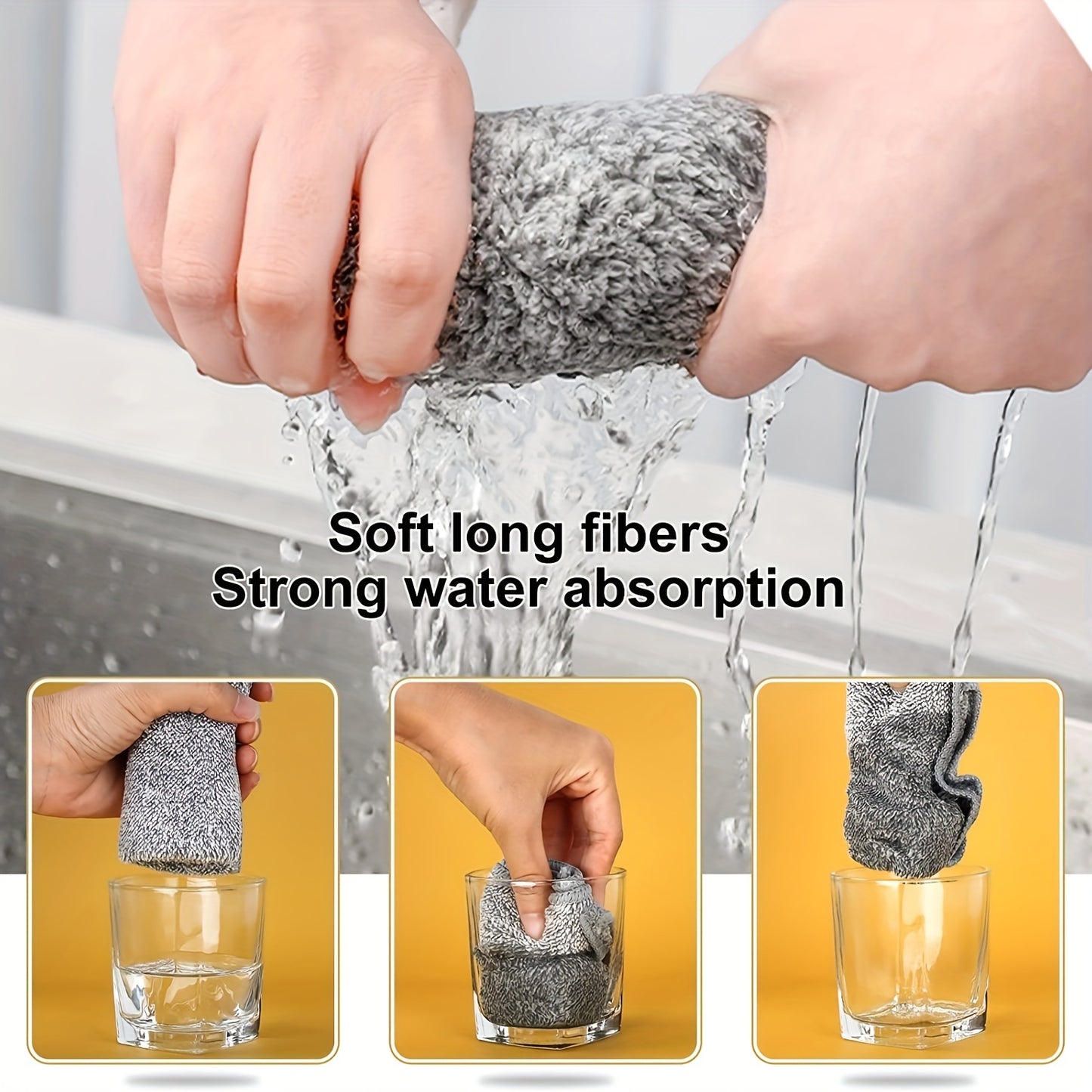 10 Pack Super Absorbent Microfiber Cleaning Cloths - Thick, Quick Drying Bamboo Charcoal Fiber Towels for Car and Kitchen, Non-Stick Oil, Washable