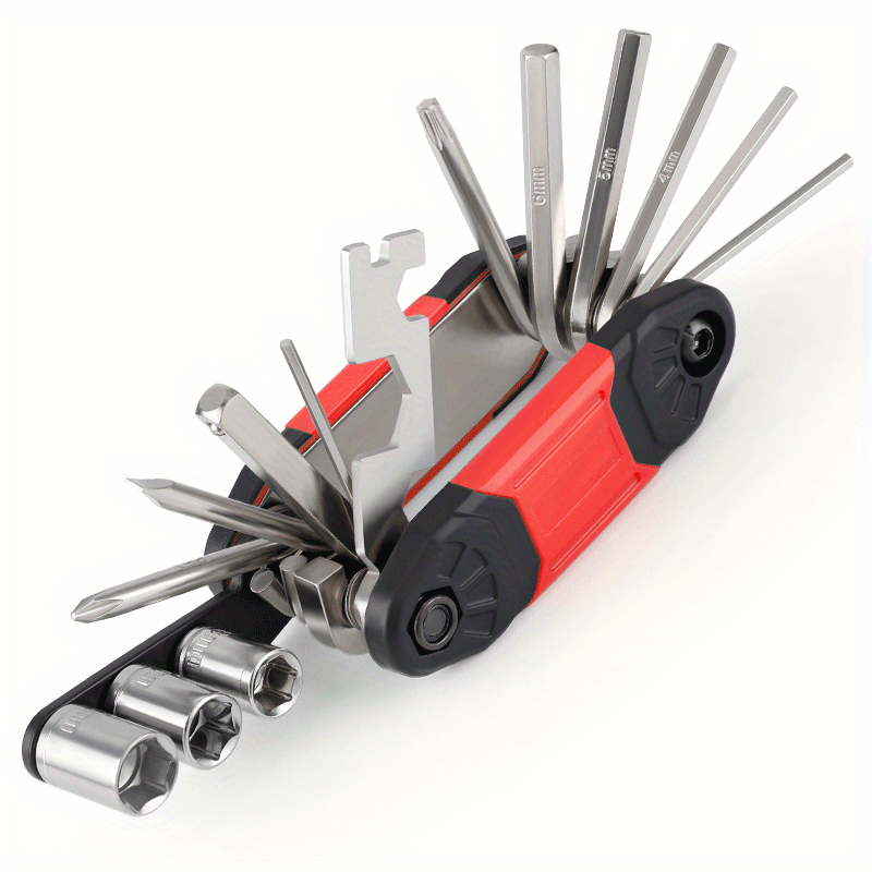 1pcs 16 in 1 Foldable Stainless Steel Rivet Removal Professional Pliers - Multi-purpose Bicycle Repair Tools for Travel, Off-road, Racing, Mountain Biking - Perfect Valentine's Day Gift for Men and Bicycle Lovers