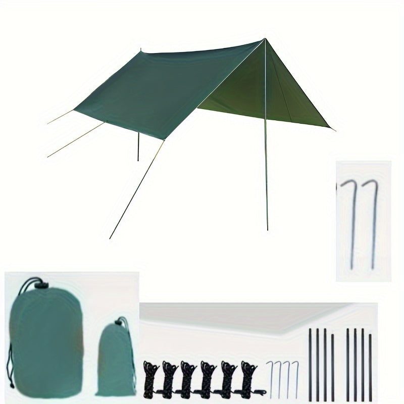 Versatile Orange/Green Canopy Tent Kit with 2 Poles, 8 Grommets, 6 Ground Stakes, 6 Guy Ropes and Storage Bag - Perfect for Outdoor Adventures, Sun and Rain Protection