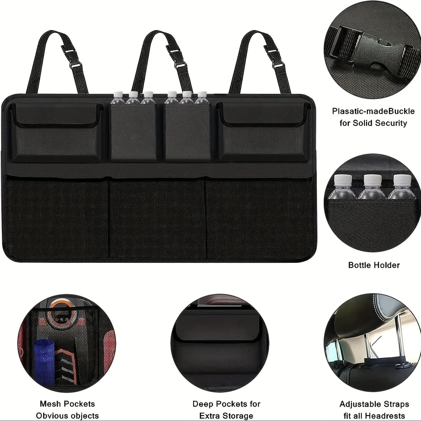 Spacious Oxford Cloth Car Trunk Storage Bag - Durable hanging bag for organized car storage - easy access and visibility