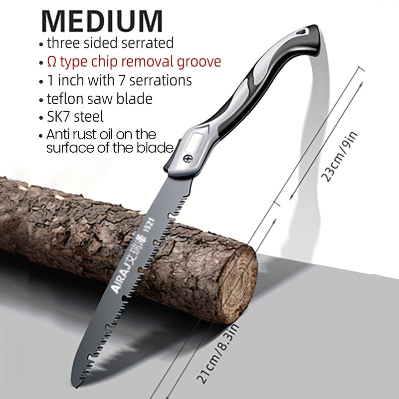 AIRAJ Folding Saw Carpenter Folding Hacksaw Multi-function Cutting Wood Sharp Camping Garden Logging Saw Tree Cutter Hand Tool
