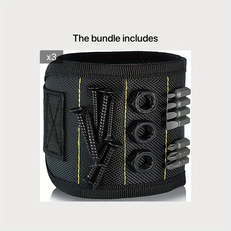 1pc Mighty Magnetic Tool Wristband - Super Strong Neodymium Magnets Hold Nails, Screws, & Tools Securely - Durable Work Essential for Hands-Free Convenience