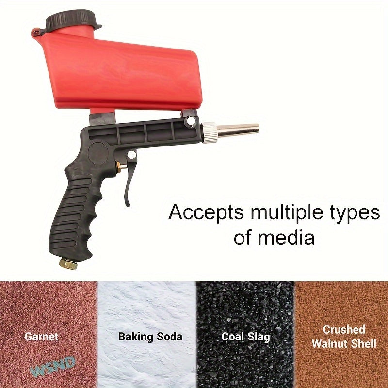 Portable Handheld Pneumatic Sandblasting Gun - No Battery Required, Ideal for Grinding & Finishing Projects
